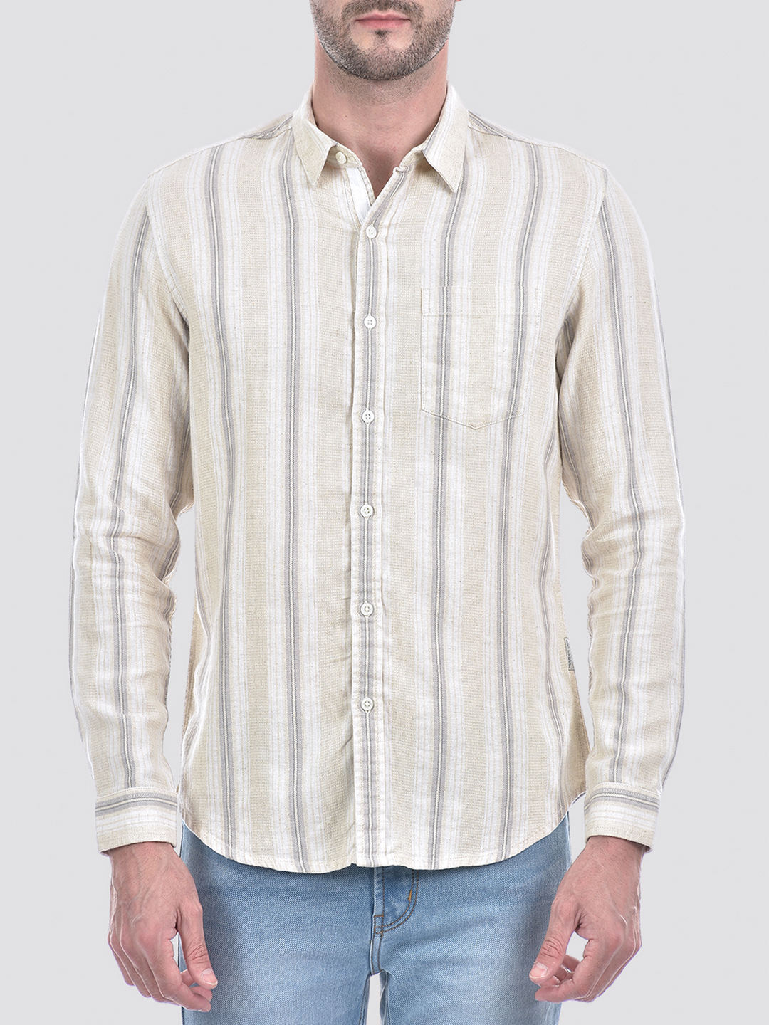 Numero Uno Men Striped White Shirt
